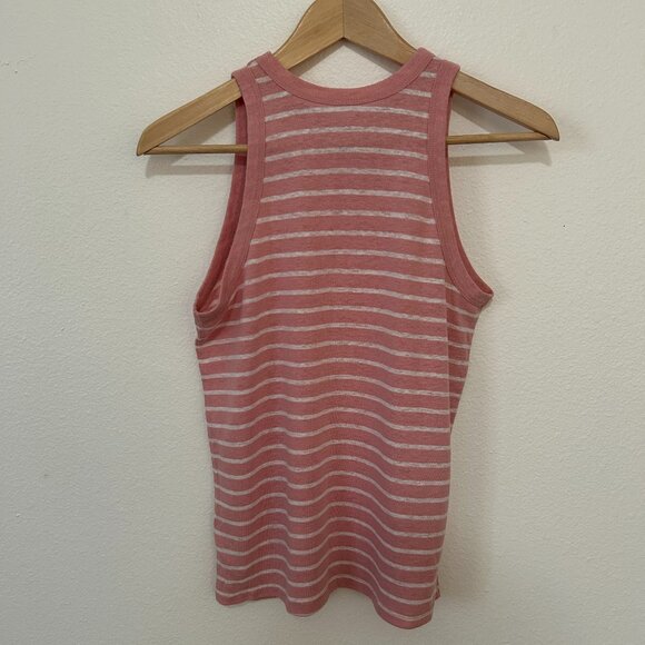 A New Day | Coral and White Striped Tank Top, size S - Picture 2 of 5